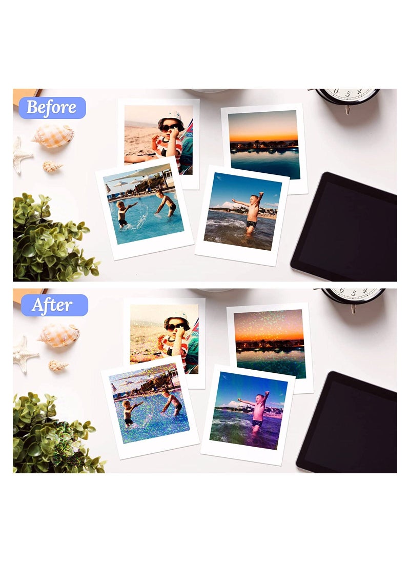 Holographic Sticker Paper Clear A4 Vinyl Sticker Paper Self-Adhesive Waterproof Transparent Film with Gem Spot Rainbow Star Patterns A4 Size 20 Sheets - Image 3