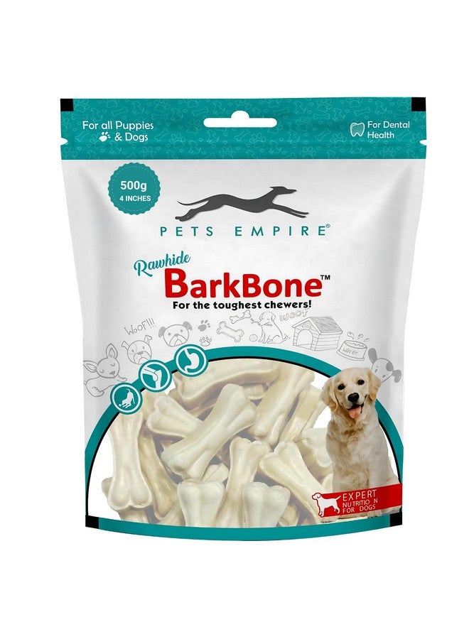PETS EMPIRE Rawhide Pressed Chew Dog Bone Pack 4 Inches, Chewy Dogs Training and Feeding Treats, Crunchy Chew Calcium Bones, Pet Haddi Treat for Dogs, Pups, Puppies - 500g - Image 1