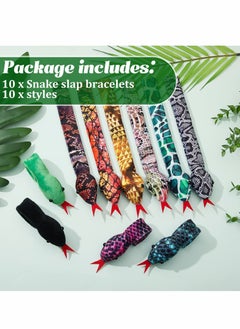 SYOSI Assorted Slap Bracelet, 10 Pcs Snake Slap Bracelet Sequin Animal Snap Bracelets Cool Snap Bracelets for Party Favors  - Image 5