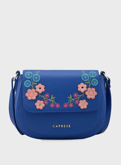 CAPRESE Caprese Erica Sling Bag, Blue-Medium | Sleek Embroidered Handbag for Women | Adjustable Strap & Spacious Interiors | Perfect Ladies Purse for Carrying Everyday Essentials & Travel
