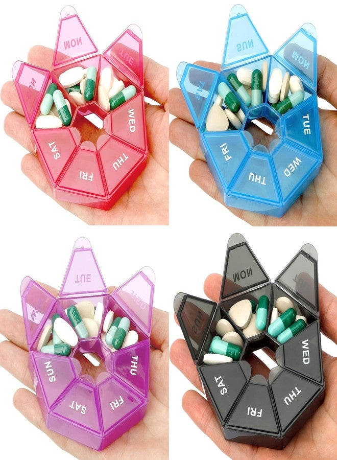 Cutiland Brand 4 Pack Pill Box - Daily & Weekly Pill Organizer, Travel Size, 1 Time a Day, Small Pill Case, Medicine Pill Container & Holder - Image 1