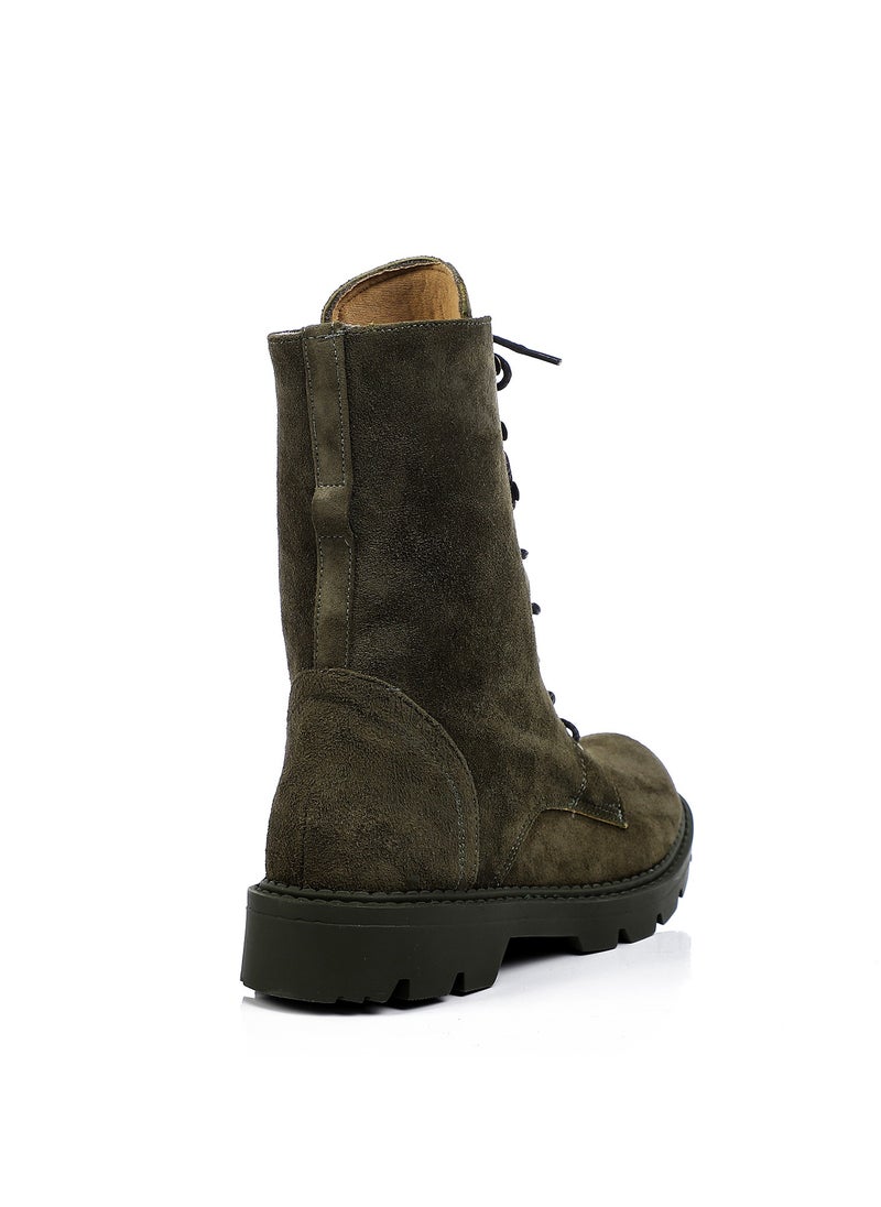 Mr.joe High Lace Up Closure Boots - Dark Olive  - Image 4