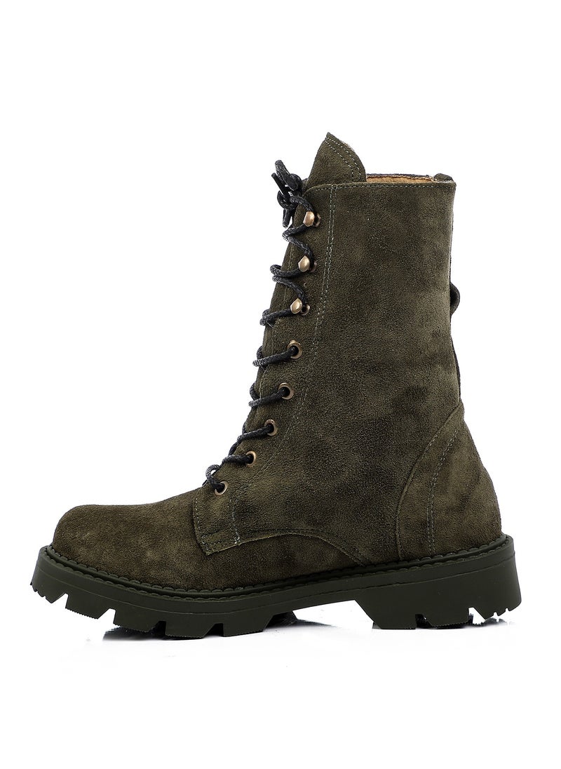 Mr.joe High Lace Up Closure Boots - Dark Olive  - Image 5