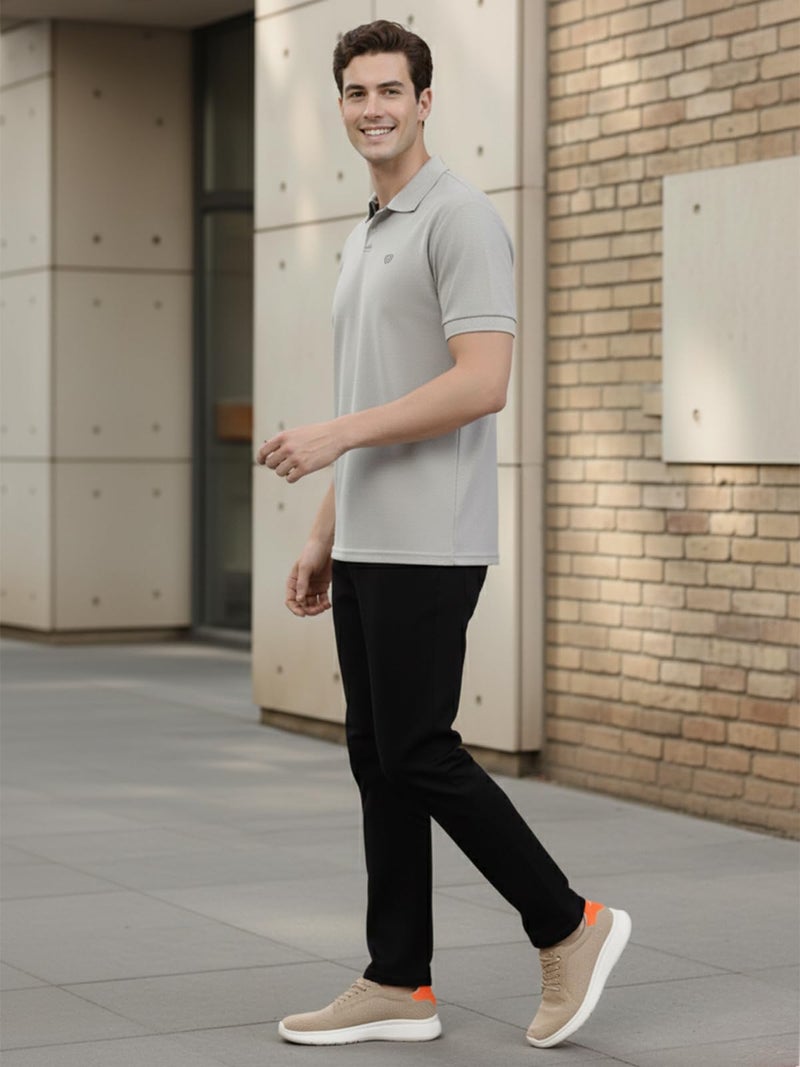 Lux Cozi Men's Pack of 1 Grey Melange Regular Fit Polo Neck Half Sleeve Solid Casual T-Shirt (Size : XX-Large)_COZI_2121_GM_2XL_1PC - Image 4