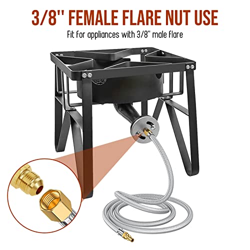 Alloxity 7FT 1/4'' Quick Disconnect Connect Propane Hose for RV to Grill, with Adapter Connects 1 LB Portable Appliance for Blackstone Griddle, Weber Q, Coleman Grill, Buddy Heaters and More, 3/8" Female Nut - Image 4