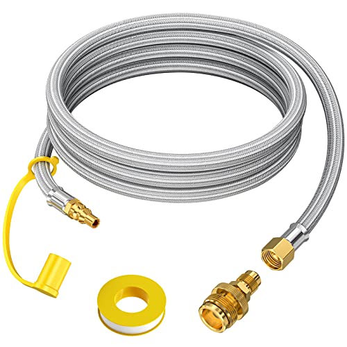 Alloxity 7FT 1/4'' Quick Disconnect Connect Propane Hose for RV to Grill, with Adapter Connects 1 LB Portable Appliance for Blackstone Griddle, Weber Q, Coleman Grill, Buddy Heaters and More, 3/8" Female Nut - Image 1
