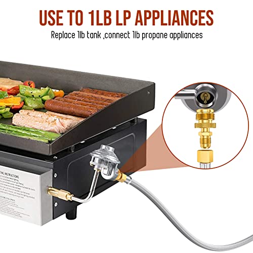 Alloxity 7FT 1/4'' Quick Disconnect Connect Propane Hose for RV to Grill, with Adapter Connects 1 LB Portable Appliance for Blackstone Griddle, Weber Q, Coleman Grill, Buddy Heaters and More, 3/8" Female Nut - Image 5