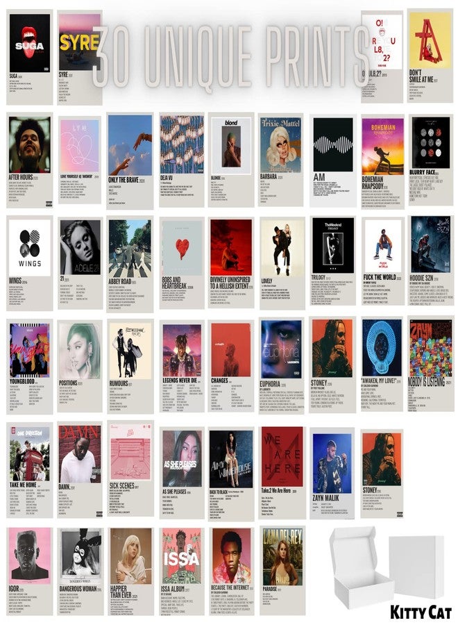 Kitty Cat - Song Album Aesthetic Wall Collage Kit for Room Decor | Set of 30 Aesthetic Posters | 300 GSM Water Resistant Paper | Size 4x6 Inch | Unframed | Comes With Double Sided Tape. - Image 4