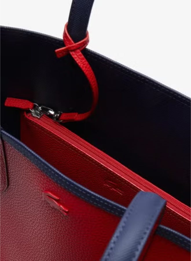 Lacoste للسيدات مزدوج الوجهين حقيبة يد كبيرة السعة ، متعددة الوظيفية ، أسود/أحمر