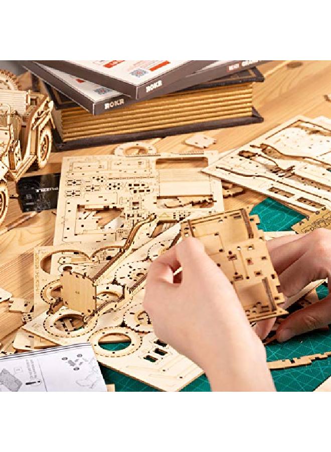 Rolife 3D Wooden Puzzle Craft Model Kits Best Toys Gifts For Teens And Adults (Vintage Car) - Image 4