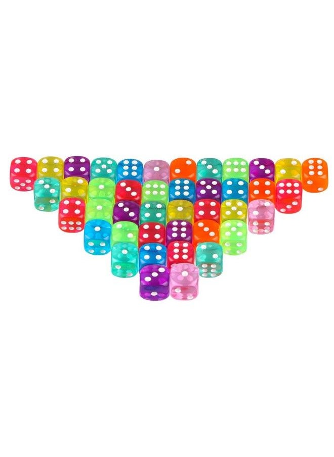 Kissbuty - 100 Pcs 6Sided Games Dice Set Translucent Colors Dices 14 Mm Round Corner Dice For Playing Games Acrylic Bulk Dice For Board Games Dice Games Party Favors Gifts - Image 1