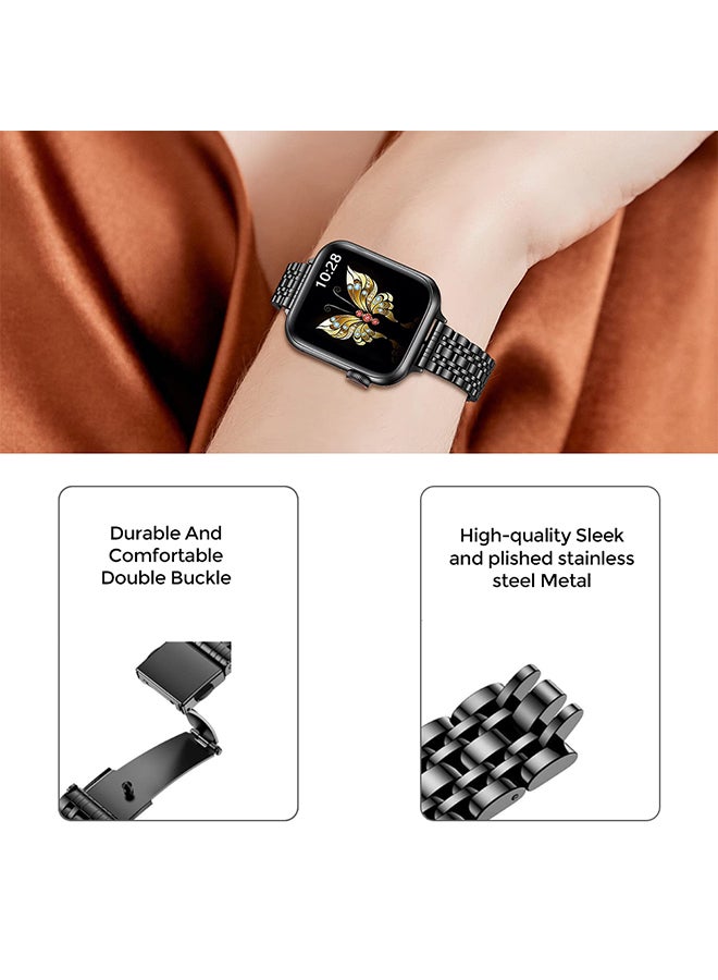 O Ozone أحزمة معدنية رفيعة لساعة Apple Watch Band مقاس 38 مم و40 مم و40 مم و41 مم لسلسلة iWatch SE/8/7/6/5/4/3/2/1 - فضي وردي ذهبي/أسود - Image 4