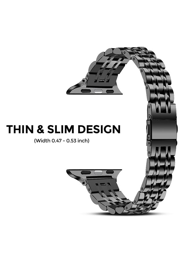 O Ozone أحزمة معدنية رفيعة لساعة Apple Watch Band مقاس 38 مم و40 مم و40 مم و41 مم لسلسلة iWatch SE/8/7/6/5/4/3/2/1 - فضي وردي ذهبي/أسود - Image 2