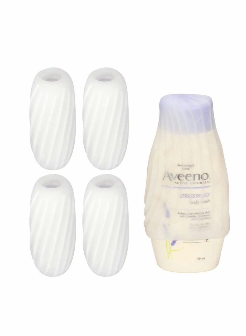 Elastic Sleeves for Leak Proofing - 4 Pack Silicone Leak Proof Sleeves for Travel, Reusable Accessory for Most Travel Container in Luggage, White  - Image 1