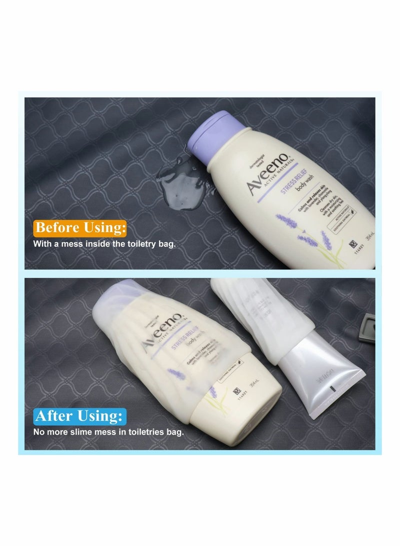 Elastic Sleeves for Leak Proofing - 4 Pack Silicone Leak Proof Sleeves for Travel, Reusable Accessory for Most Travel Container in Luggage, White  - Image 4