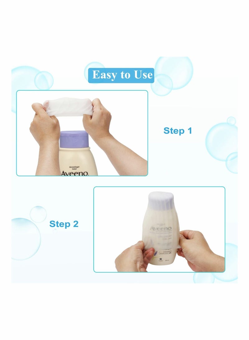 Elastic Sleeves for Leak Proofing - 4 Pack Silicone Leak Proof Sleeves for Travel, Reusable Accessory for Most Travel Container in Luggage, White  - Image 5