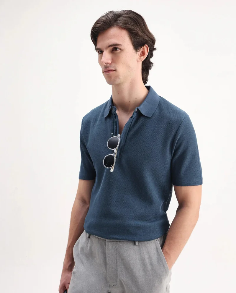 Rare Rabbit Men's Short Sleeve Plain Polo