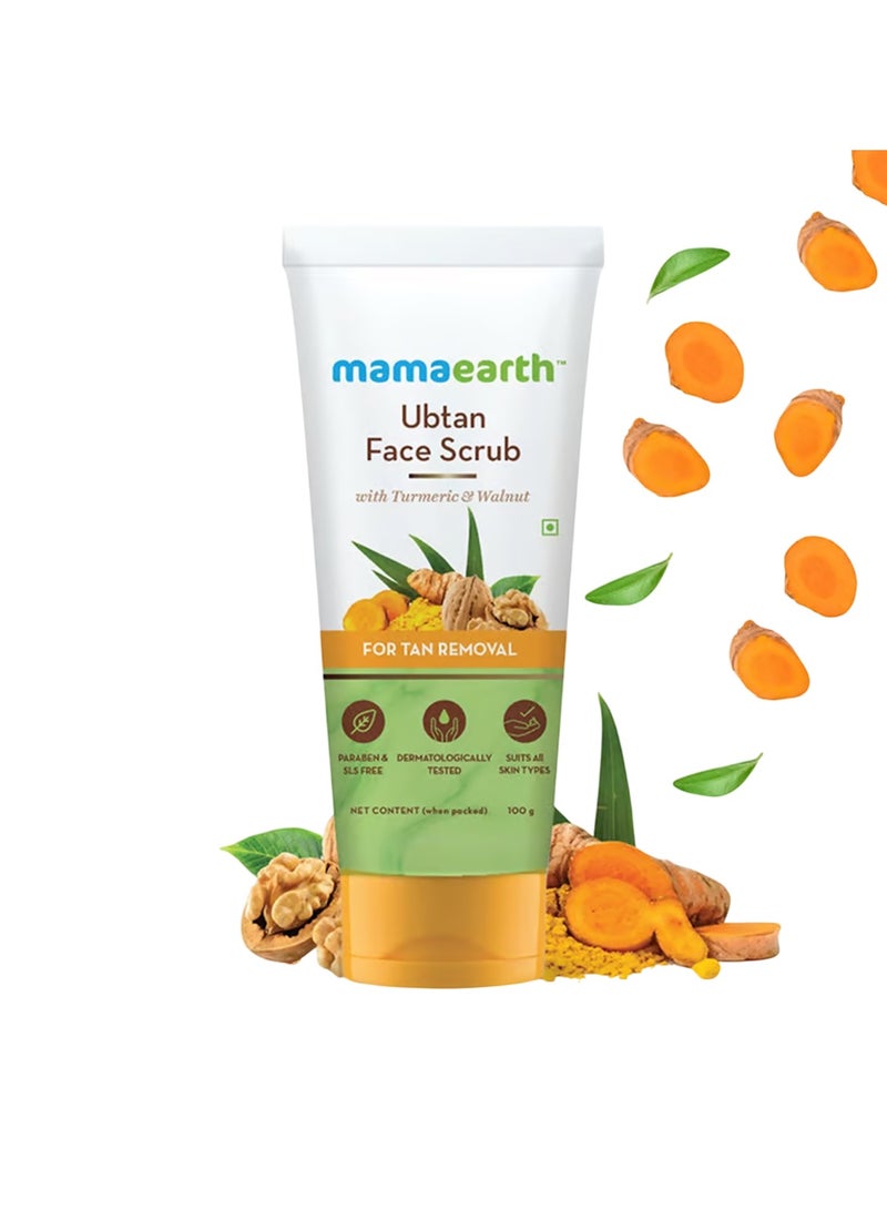 Mamaearth مقشر وجه أبتان مع الكركم والجوز لإزالة السمرة