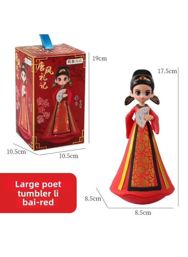 Datang Tumbler Little Sister Creative Xi'an Tourism Creative Doll Doll Toy Ornaments Gift-Color:Large Poetry Li White Red - Image 1