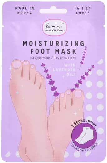 Le Mini Macaron Lavender Foot Care Mask Moisturising Socks Purple and White Two Socks