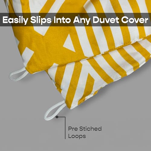 SleepyCat Luxurious All Season Reversible Printed Comforter - 200 TC | Hotel Like Feel with Down Alternative Lightweight Microfiber Fill, Double Size 90x100 Inches (Mustard Mosaic) - Image 3