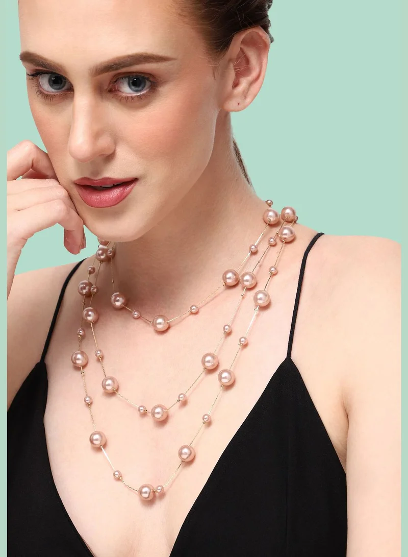 SOHI Gold Plated Party Pearls Layered Necklace For Women
