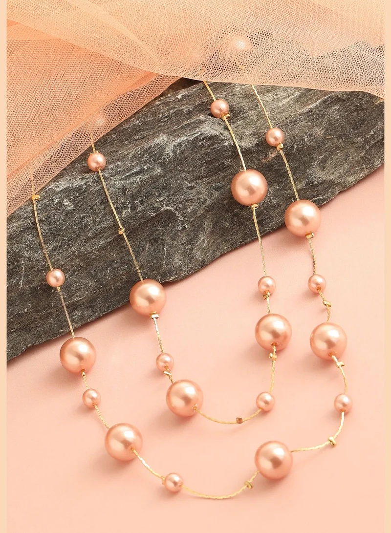 SOHI Gold Plated Party Pearls Layered Necklace For Women