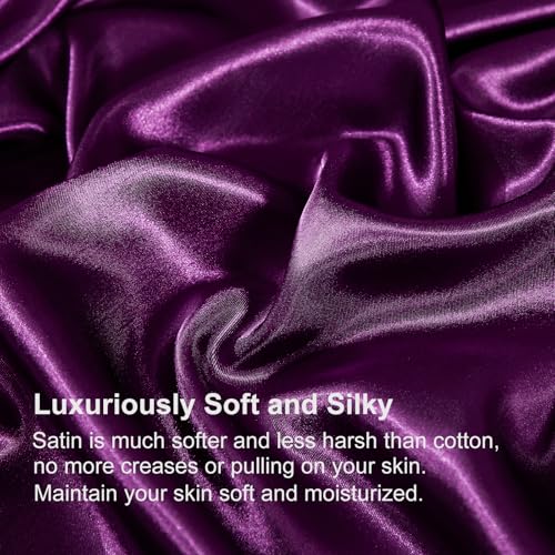 Bedding_Dreamer Satin Comforter Set Queen Size, 8 Piece Bed in a Bag Purple with Sheets, Silky Soft Polyester Satin Bedding Set, Lightweight, 16 Inch Deep Pocket, Elegant Luxury Style - Image 4
