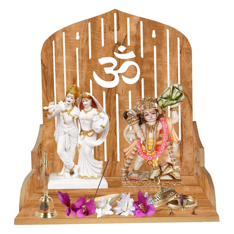 LINGAZ Wooden New Wall Mounted Hanging Puja Temple Stand for Home Shop and Office - Image 1