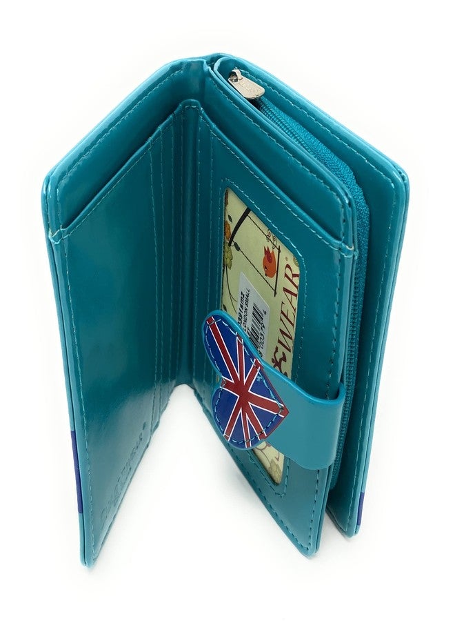 Shag Wear Streets of London England Small Wallet for Women and Teen Girls Vegan Faux Leather 4.5" Teal - Image 2