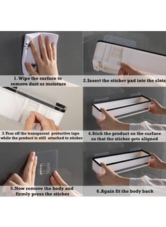 HOKIPO HOKIPO Magic Sticker Series Plastic Kitchen and Bathroom Shelf with Towel Napkin Holder, 41.5x10x7 cm - (NEW-AR2806),White  - Image 4