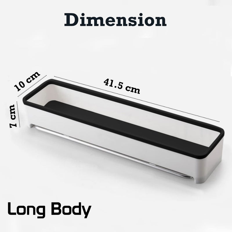 HOKIPO Magic Sticker Series Plastic Kitchen and Bathroom Shelf with Towel Napkin Holder, 41.5x10x7 cm - (NEW-AR2806),White - Image 2