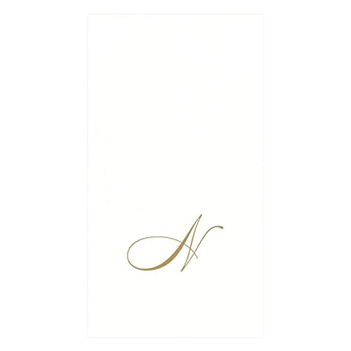 Caspari White Pearl Paper Linen Guest Towels, Monogram Initial N, Pack of 24 - Image 5