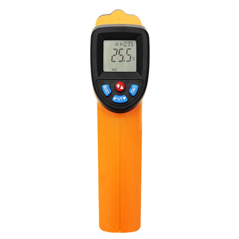 Infrared Thermometer Orange Handheld High Accuracy Digital Infrared Thermometer - Backlit LCD Display Adjustable Emissivity Non-contact Digital Thermometer for Indoor Outdoor Extreme Temperature Measu - Image 3
