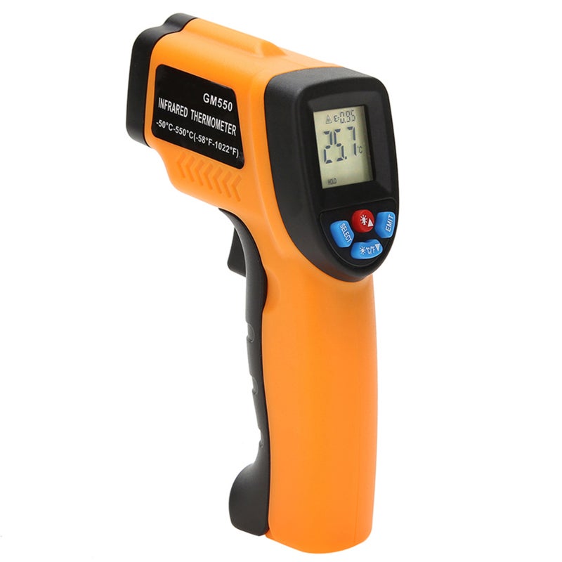 Infrared Thermometer Orange Handheld High Accuracy Digital Infrared Thermometer - Backlit LCD Display Adjustable Emissivity Non-contact Digital Thermometer for Indoor Outdoor Extreme Temperature Measu - Image 2