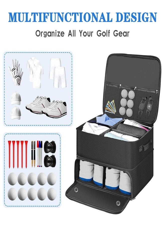 Jenlan Golf Trunk Organizer, 2 Layer Car Trunk Locker with Separate Ventilated Shoe Compartment - Waterproof Golf Accessories Storage for Balls, Tees, Clothes, Gloves | Golf Gifts for Men Golfers - Image 2