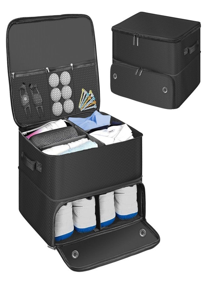 Jenlan Golf Trunk Organizer, 2 Layer Car Trunk Locker with Separate Ventilated Shoe Compartment - Waterproof Golf Accessories Storage for Balls, Tees, Clothes, Gloves | Golf Gifts for Men Golfers - Image 1