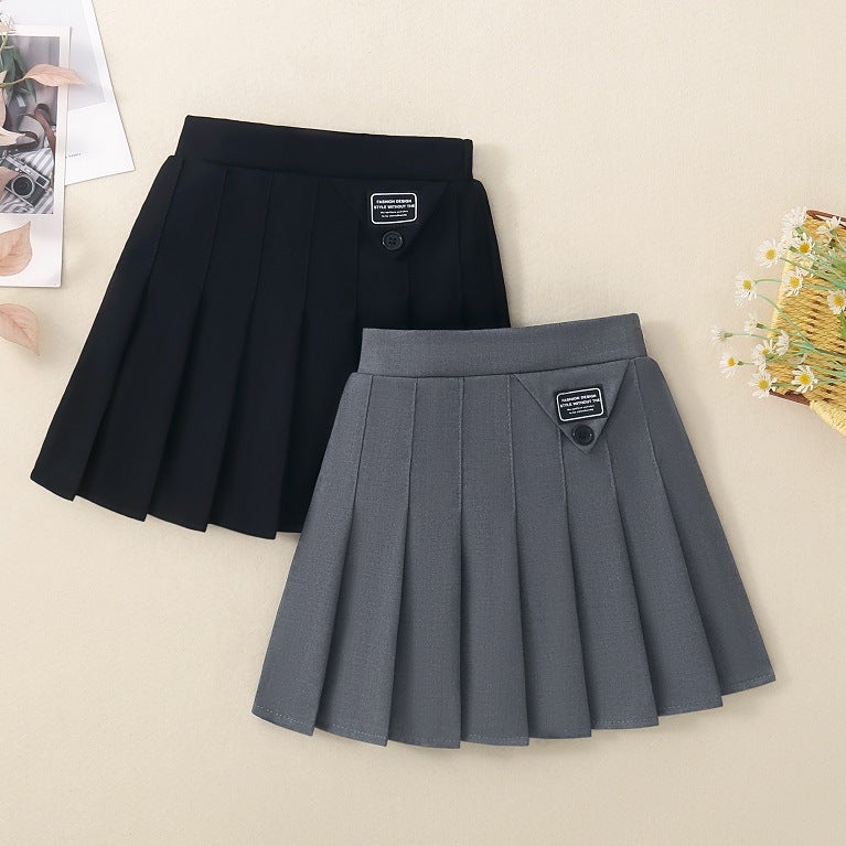 Girls' Pleated Skirt 2025 New Solid Color Skirt For Older Children Versatile Jk Short Skirt Autumn - Image 5