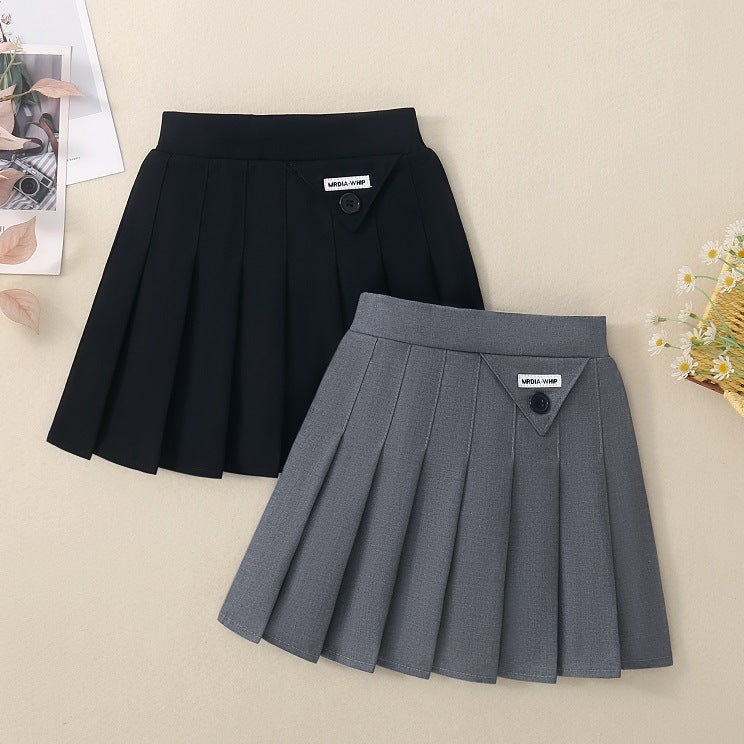 Girls' Pleated Skirt 2025 New Solid Color Skirt For Older Children Versatile Jk Short Skirt Autumn - Image 3