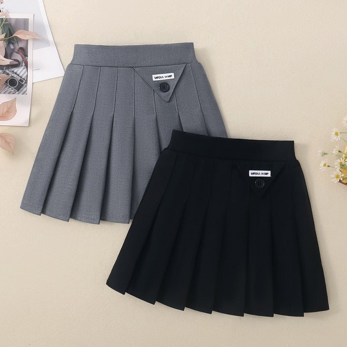 Girls' Pleated Skirt 2025 New Solid Color Skirt For Older Children Versatile Jk Short Skirt Autumn - Image 2