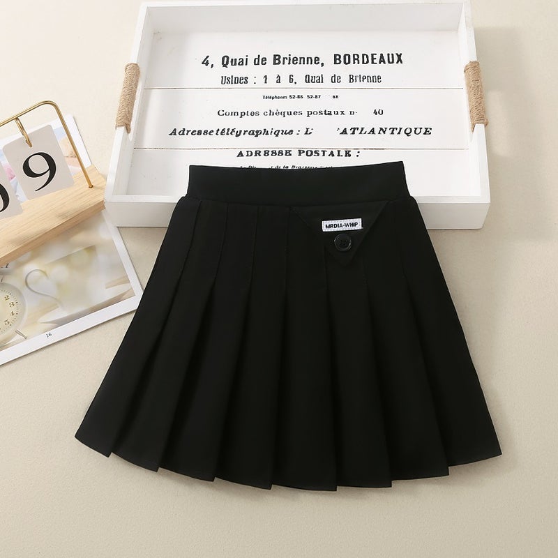 Girls' Pleated Skirt 2025 New Solid Color Skirt For Older Children Versatile Jk Short Skirt Autumn - Image 1