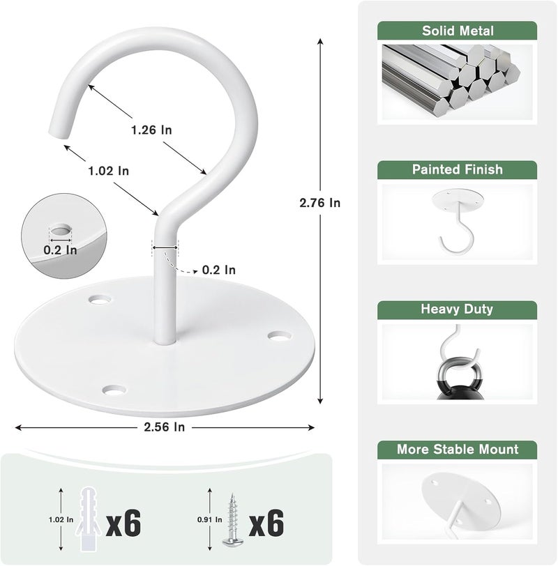 RELBRO Ceiling Hooks, Metal Hanging Ceiling Plant Hangers Indoor Outdoor, Heavy Duty, White, 2 Pcs - Image 4