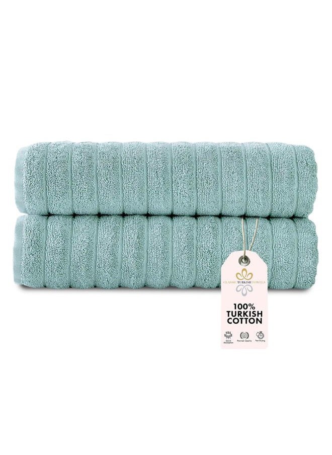 Classic Turkish Towels - CTT Premium 2 Pack Bath Towels Set, Made with 100% Turkish Cotton, Spa & Hotel, Quick Drying Towels, Absorbent & Comfy | 27"x54" (Spa Green) - Image 1
