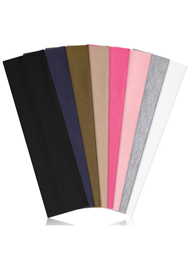 Ztomine Headbands for Women 8pcs Stretchy Non Slip Soft Cotton Cloth Hair Bands for Sports Workout Yoga and Running - Image 2