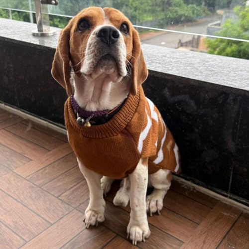 Lulala Dog Sweater – Cozy Warm Knitted Coat for Small & Medium Dogs, Brown with White Zigzag Pattern – Soft & Comfortable Winter Apparel for Pets - Image 4