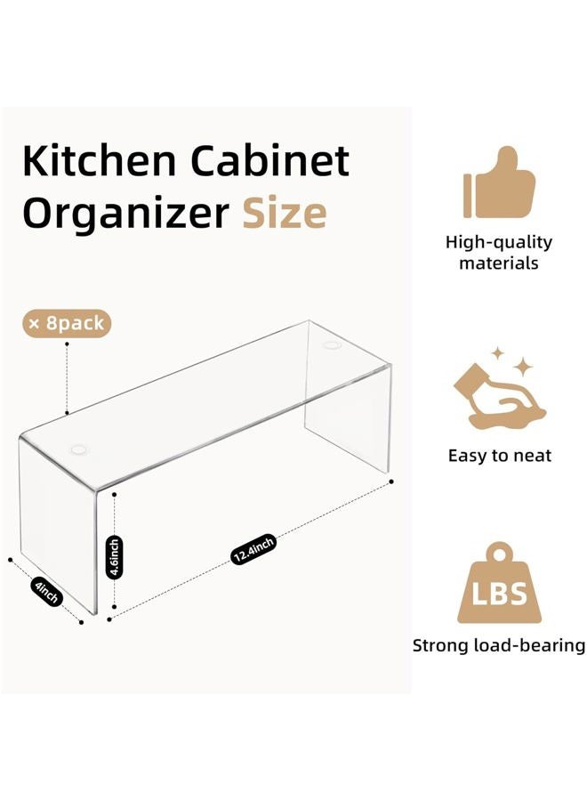 Aminigram 8 Packs Cabinet Organizer Shelf, Acrylic Kitchen Counter Shelves Organizer, Spice Rack for Dishes, Spices, Soda Cans and Bottles（12.4 x 4 x 4.6 inch） - Image 2
