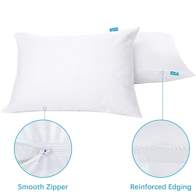 Biloban King Pillow Protector 2 Pack Noiseless & Waterproof King Pillow Cases Set of 2 for King Size Pillows Silk Soft & Breathable Pillow Protectors with Zipper King Size Machine Washable - Image 2
