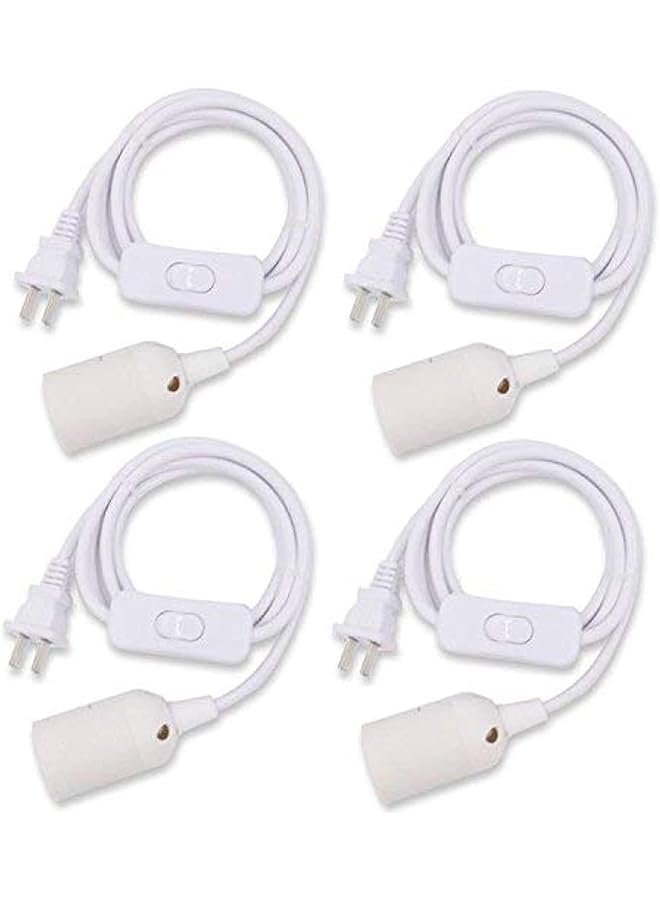 The Bros 4 Pcs E26 Hanging Lantern Cord with On/Off Switch, Light Socket with 10.86 Inch Extension Cord Cable, White Pendant Light Socket Cord for Kitchen/Bedroom/Bathroom/Restaurant/Cafe Shop - Image 1
