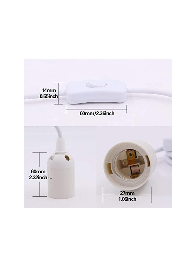 The Bros 4 Pcs E26 Hanging Lantern Cord with On/Off Switch, Light Socket with 10.86 Inch Extension Cord Cable, White Pendant Light Socket Cord for Kitchen/Bedroom/Bathroom/Restaurant/Cafe Shop - Image 2