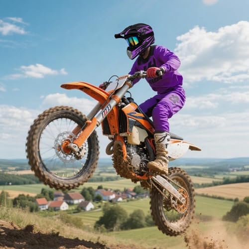 TIANDU Youth Kids Motocross Helmet DOT Approved, Adult ATV Dirt Bike Off-Road Full Face Motorcycle Helmet with Goggles Gloves Mask for Boys Girls,Lightweight Breathable for Riding (Purple, Small) - Image 3